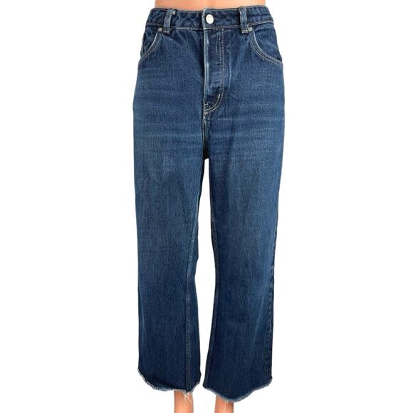 Weekday Women's High Rise Straight Leg Stretch Cut of Hem Denim Jeans Size 32/30 - Picture 1 of 5